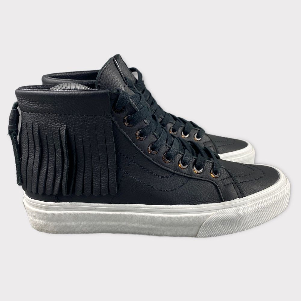 Vans Sk8-Hi Moc Tortoise Black Shoes Hi Top Skate Leather Sneakers Womens 8.5
